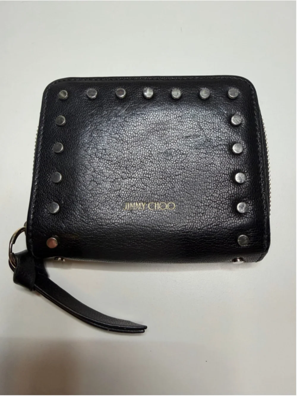 Women's Jimmy Choo Black Studded Leather Wallet One Size